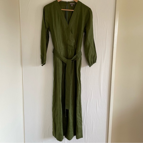 J. Crew Point Sur Olive Linen Jumpsuit Size 0 - Picture 3 of 15